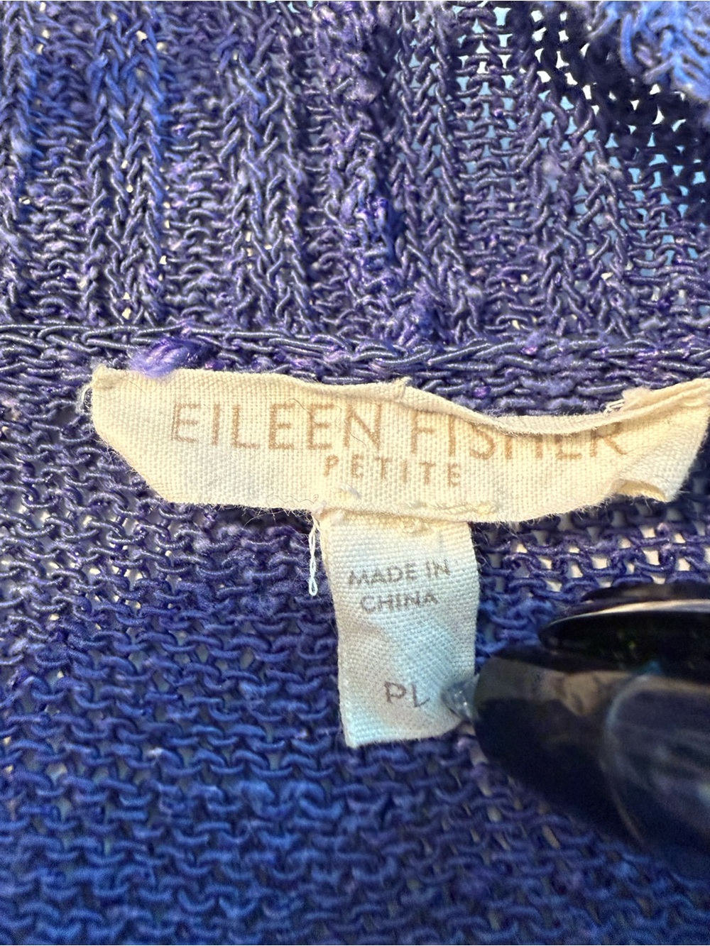 Eileen Fisher Linen Cotton Slub Knit Open Front Cardigan Blue Purple LP - Picture 2 of 6